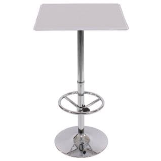 Table De Bar / Table Haute Chicago, Avec Repose-pied, 63x63x110cm ~ Blanc