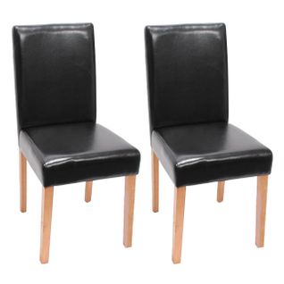 Lot De 2 Chaises De Séjour Littau ~ Simili-cuir, Noir, Pieds Clairs