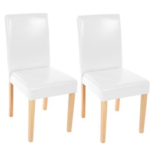 Lot De 2 Chaises De Salle À Manger Littau, Cuir, Blanc, Pieds Clairs