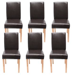 Lot De 6 Chaises De Séjour Littau ~ Simili-cuir, Marron, Pieds Clairs