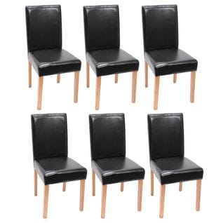 Lot De 6 Chaises De Séjour Littau ~ Simili-cuir, Noir, Pieds Clairs