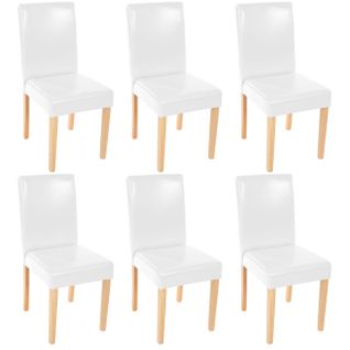 Lot De 6 Chaises De Séjour Littau, Simili-cuir, Blanc, Pieds Clairs