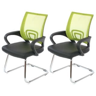 Lot De 2 Chaises De Conférence / Chaise Visiteurs Ancona, Simili-cuir ~ Vert