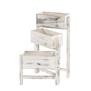 Étagère Jardinière Shabby Vintage Hauteur 65cm Blanc