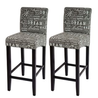 2x Tabouret De Bar Hwc-c33, Chaise Bar ~ Écriture, Gris, Pieds Foncés, Tissu