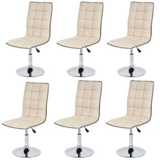 Lot De 6 Chaises De Séjour Ou De Salle à Manger Hwc-c41 Similicuir ~ Crème