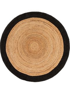 Tapis De Jute Jutta Marron Clair/noir  120 Cm Rond