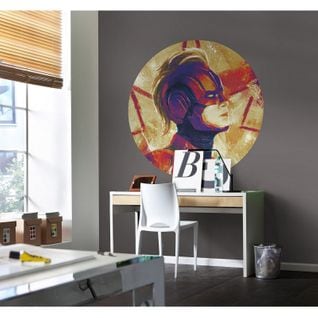 Poster Autocollant Forme Ronde Marvel Avengers Capitaine Marvel Avec Son Casque Peinture - 125 Cm