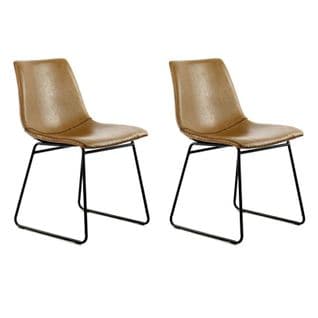 Lot De 2 Chaises Design "caila" 82cm Marron Clair