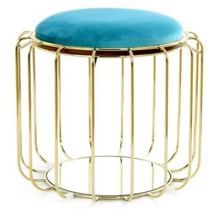 Pouf et Table D'appoint "comfortable" 50cm Turquoise et Or