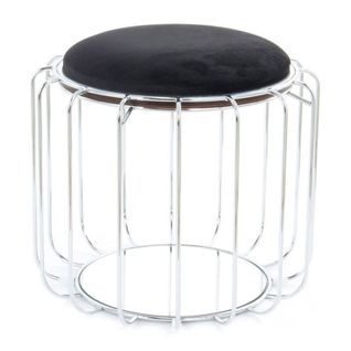 Pouf et Table D'appoint "comfortable" 50cm Noir et Argent