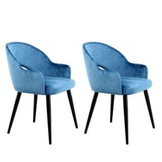 Lot De 2 Chaises En Velours "joris" 77cm Bleu