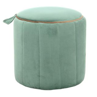 Pouf Rond Velours "reese" 43cm Turquoise