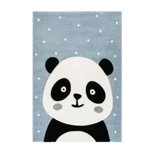 Tapis De Chambre Enfant Panda "madurra" Bleu 80 X 150 Cm