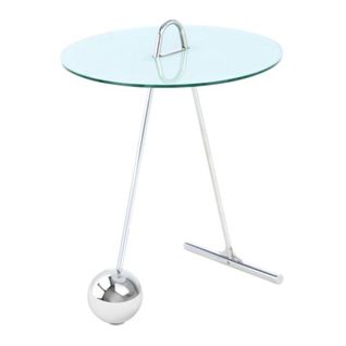 Table D'appoint Design "pendule" 60cm Argent et Blanc