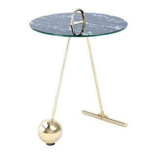 Table D'appoint Design "pendule" 60cm Or et Noir