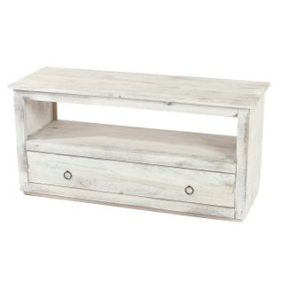 Table Basse De Salon, Meuble Bas, Commode, 1 Tiroir, Shabby Chic, Vintage, Blanc