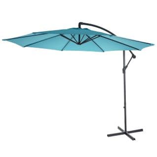 Parasol Déporté Semi-pro Acerra, 3m Inclinable ~ Turquoise Sans Support