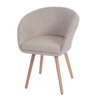 Chaise De Salle à Manger Malmö T633 ~ Tissu, Crème/gris