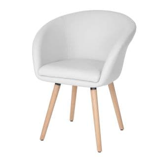 Chaise De Salle à Manger Malmö T633, Fauteuil ~ Similicuir, Blanc