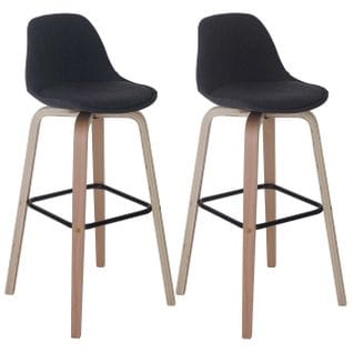 2x Tabouret De Bar Palmdale, Chaise De Comptoir Avec Dossier ~ Tissu, Gris Foncé