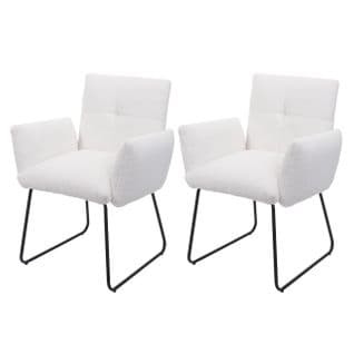 Lot De 2 Chaises De Salle à Manger Hwc-k34 Oeko-tex  Métal Blanc