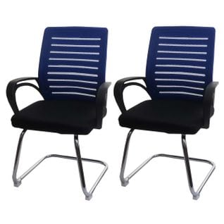 Lot De 2 Chaises De Conférence Tissu/textile Bleu