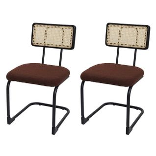 Lot De 2 Chaises à Piétement Luge Hwc-k88 Bois Rotin Marron