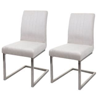 Lot De 2 Chaises Cantilever Hwc-l14 Velours Inox Brossé Crème-blanc