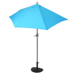 Parasol Parla En Alu, Hémicycle, Uv 50+ ~ 270cm Turquoise Avec Pied