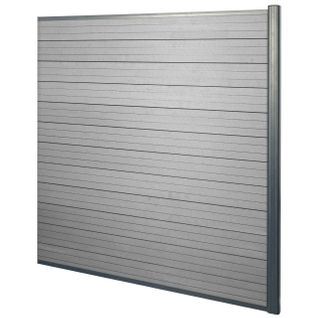 Wpc Pare-vue Sarthe, Abat-vent, Clôture, Aluminium Premium ~ Lot De 3, 5,6m, Gris