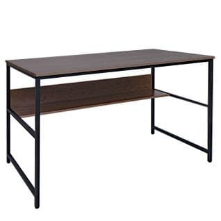 Bureau Hwc-k80 Métal Mdf 120x60cm Gris-brun