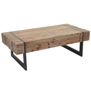 Table Basse De Salon Hwc-a15, Sapin Massif Rustique 40x120x60cm
