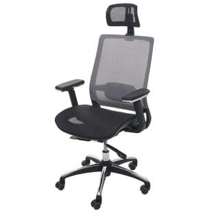 Chaise De Bureau Hwc-a20 Ergonomique Appui-tête Tissu Noir Gris