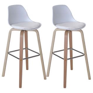 2x Tabouret De Bar Palmdale, Chaise De Comptoir Avec Dossier ~ Tissu, Blanc