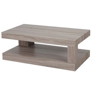 Table Basse De Salon Hwc-a32, Structure 3d Mvg 40x110x60cm ~ Aspect Chêne Foncé