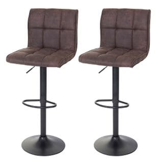 2x Tabouret De Bar Hwc-b13, Imitation Daim ~ Vintage Brun Foncé