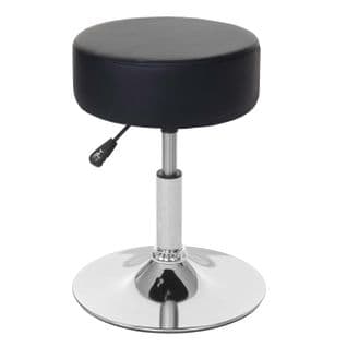 Tabouret Hwc-c22, Hauteur Réglable, Ø 35 Cm ~ Similicuir Noir