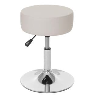 Tabouret Hwc-c22, Hauteur Réglable, Ø 35 Cm ~ Similicuir Crème