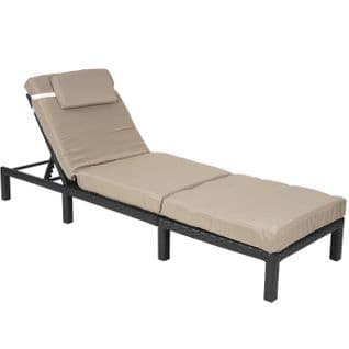 Chaise Longue Hwc-a51, Polyrotin ~ Premium Anthracite, Coussin Crème