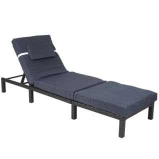 Chaise Longue Hwc-a51, Transat, Polyrotin ~ Premium Anthracite, Coussin Gris