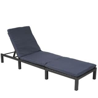 Chaise Longue Hwc-a51, Polyrotin, Transat De Jardin ~ Basic Anthracite, Coussin Gris