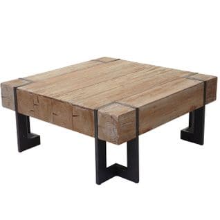 Table Basse De Salon Hwc-a15 Bois Massif De Sapin Rustique 60x60cm