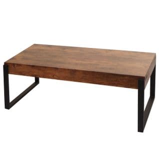 Table Basse Hwc-l53 Métal 43x110x64cm Chêne Sauvage Foncé