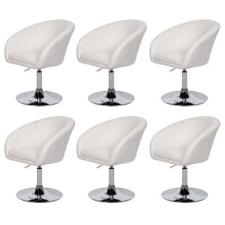 Lot De 6 Chaises De Salle à Manger Hwc-f19 Similicuir Blanc