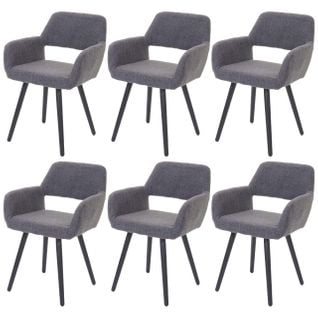 Lot De 6 Chaises De Salle à Manger Hwc-a50 Ii Textile Gris Pieds Foncés