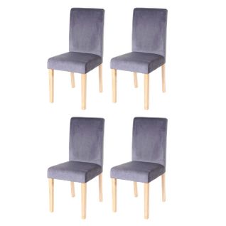 Lot De 4 Chaises De Salle À manger Littau, Velours ~ Gris, Pieds Clairs