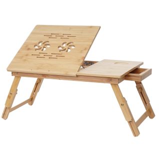 Table Pour Ordinateur Portable Hwc-b81 Trous D'évent Réglable Bambou