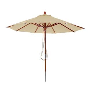 Parasol En Bois Hwc-c57, Polyester/bois 14kg, Corde Ronde Ø3m Antichocs ~ Crème