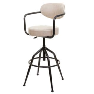 Tabouret De Bar Hwc-h10f Industrial Aspect Daim Vintage Beige